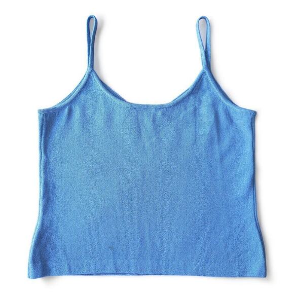 St. John Vintage Sky Blue Santana Knit Shell Short Small Tank Top Cami Medium - Picture 2 of 6